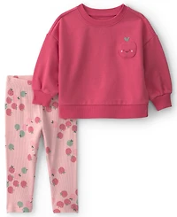 Carter's Baby Girls' Apple French Terry Sweatshirt and Print Pants, 2-Piece Set