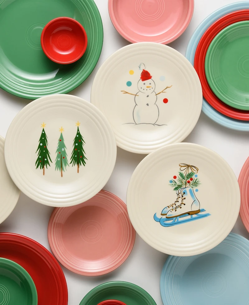 Fiesta Jolly Christmas Snowman Classic Rim Luncheon Plate