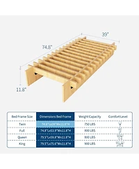 homfan Mortise and Tenon Platform Bed Frame