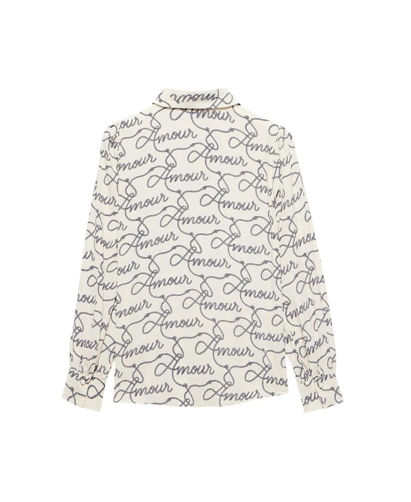 Mint Velvet Women's Amour Print Bow Shirt
