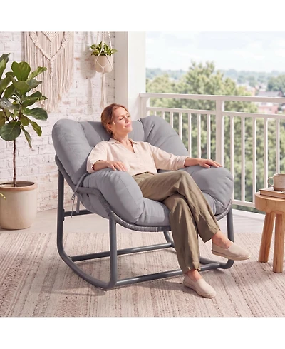 gaomon Adults Thick Cushion Metal Rocking Chair - Outdoor Patio Rocker