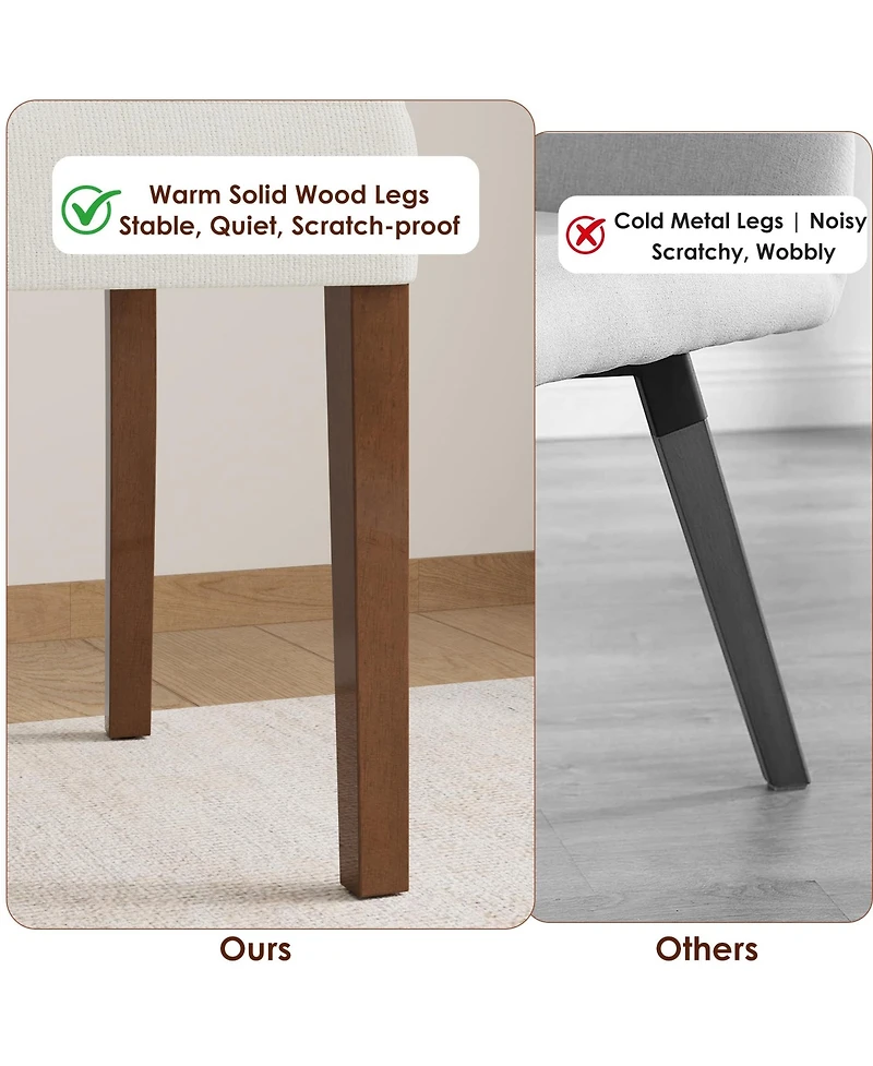 homfan Dining Chairs Set of Upholstered Fabric Armless Kitchen Side with Walnut Wood Legs Padded Seat and Back for Room Living