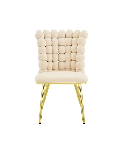 Streamdale Furniture Luxury Cream Bubble Tufted Swivel Chair with Metal Frame