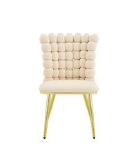 Streamdale Furniture Luxury Cream Bubble Tufted Swivel Chair with Metal Frame