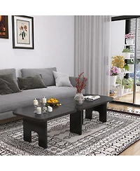 Flynama Modern Wooden Nesting Coffee Table, 70.86" Extendable Splicing Center Table