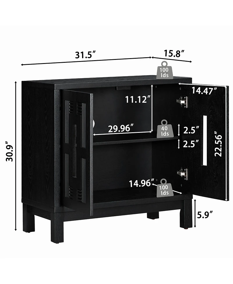Clihome 31.5" Modern Sideboard Buffet Cabinet Display Storage with Double Doors and Adjustable Shelves