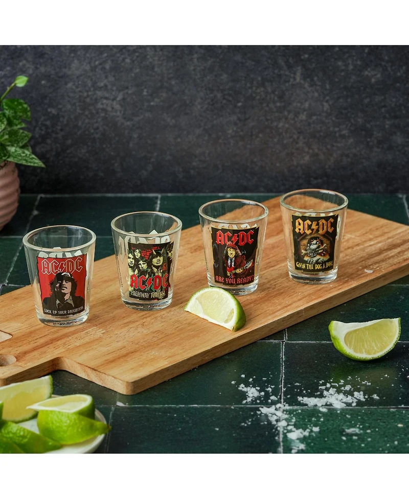 Icup, Inc. Ac/Dc Icons 4-Piece 1.5oz Shot Glass Set