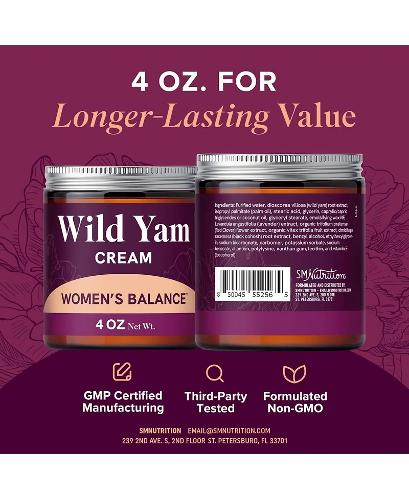 SMNutrition Wild yam cream, 4 Ounce