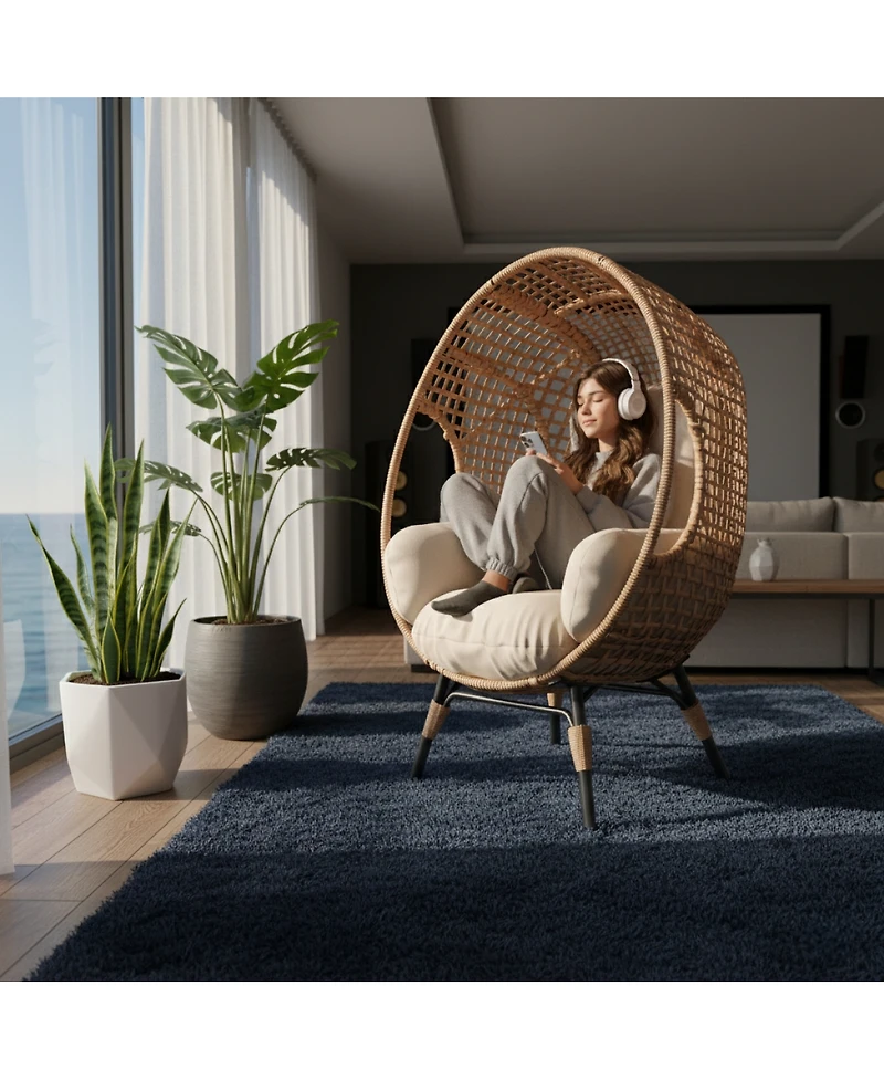 Streamdale Furniture Elegant Arc Back Hanging Egg Chair with 8-Inch Cushion