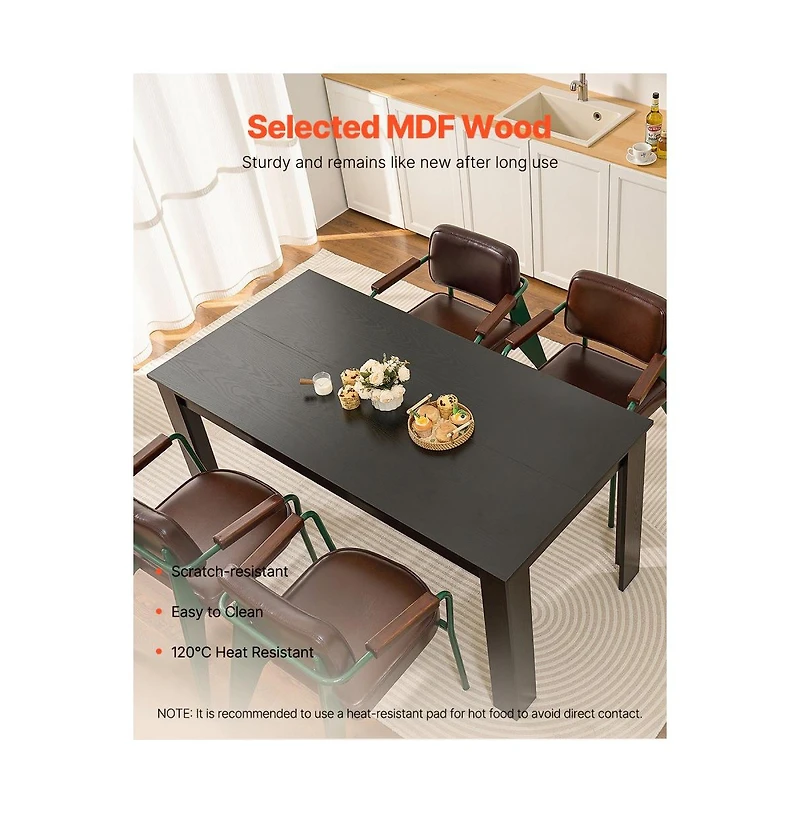 Slickblue Modern Wood Dining Table for Kitchen and Living Room
