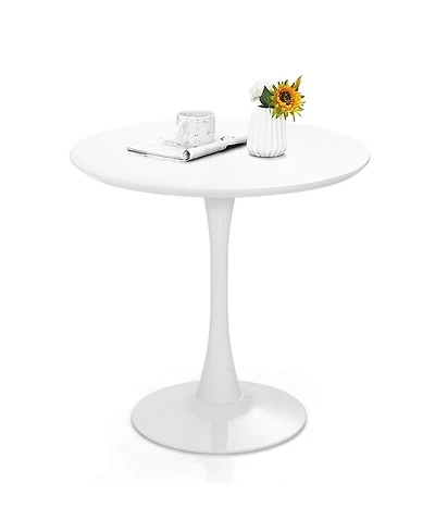Mecale 32-Inch Round Tulip Dining Table with Metal Pedestal Base