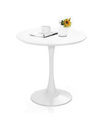 Mecale 32-Inch Round Tulip Dining Table with Metal Pedestal Base