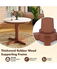 Mecale 35-Inch Round Wooden Dining Table with Pedestal Base