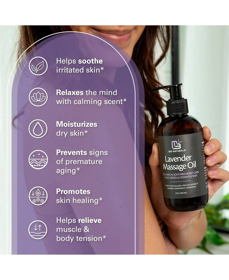 M3 Massage Oil with Collagen and Stem Cells | Body Massage Oil | 8 fl oz, Pack of 2