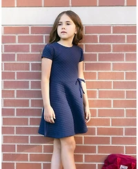 Hope & Henry Little Girls (6 - 12) Quilted Knit Short Sleeve Skater Dress