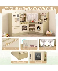 Sugift Corner-Fit Wooden 21-Piece Play Kitchen, Ages 3+