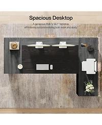 Tribesigns 78" L Shaped Executive Desk: Large office computer desk with cabinet and shelves. Modern workstation for home office.