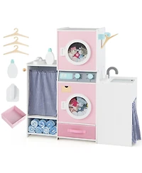 Sugift Kids Laundry Dual Washers Ironing Board Playset, Ages 3+