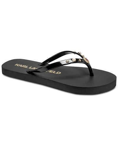 Karl Lagerfeld Paris Women's Zimia Stone Slip-On Flip Flops