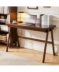 Streamdale Furniture Solid Rubber Wood Retro Writing Desk with Drawer, 39.37