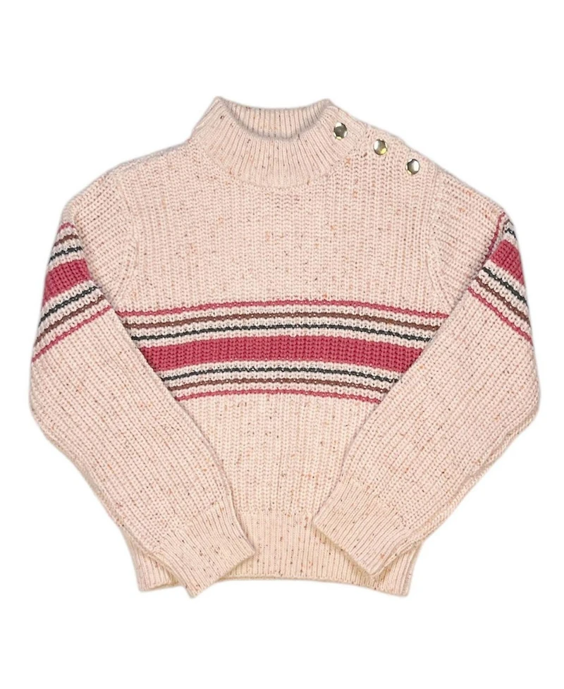 Hope & Henry Little and Big Girls (Xxs - L) Organic Mock Neck Sweater with Buttons
