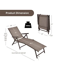 Mecale Set of 2 Foldable Chaise Lounge Chairs with 2-Position Footrest