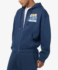 True Religion Men's Buddha Logo Zip Boxy Hoodie