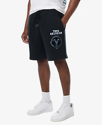 True Religion Men's Overt Buddha Logo Fleece Shorts, 8" Inseam