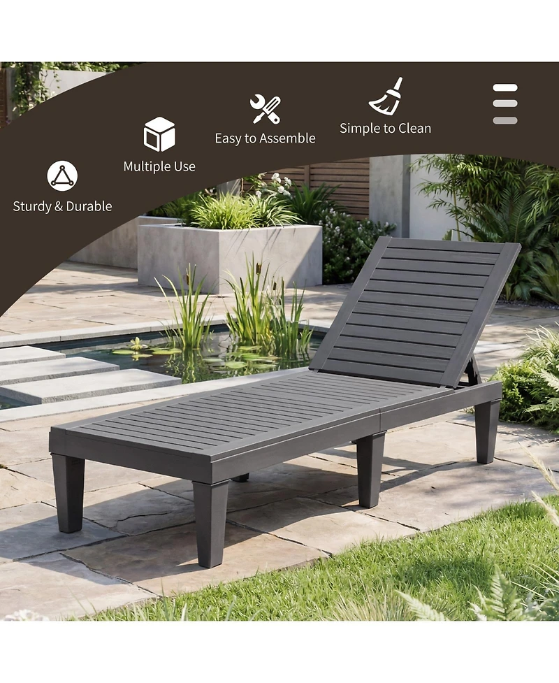 Mecale Outdoor Chaise Lounge Chair with 5-Position Backrest