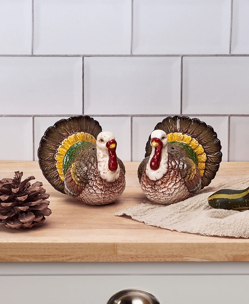 Fitz and Floyd Thanksgiving Traditional Salt Pepper Set