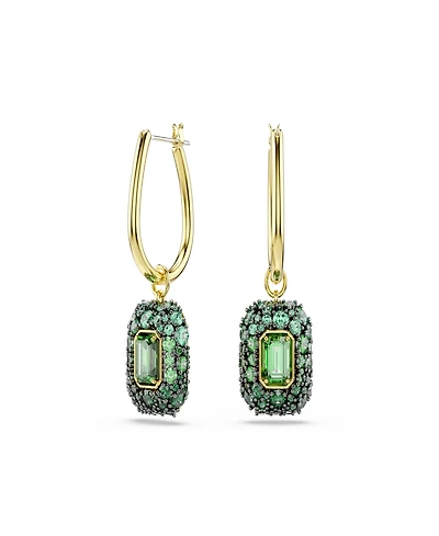 Swarovski Gold-Tone Plated Green Crystal Earrings
