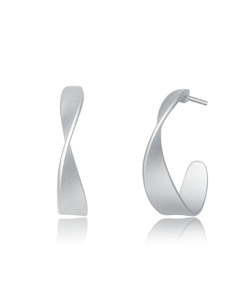 Classy Sterling Silver Twisted Hoop Earrings