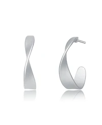 Classy Sterling Silver Twisted Hoop Earrings