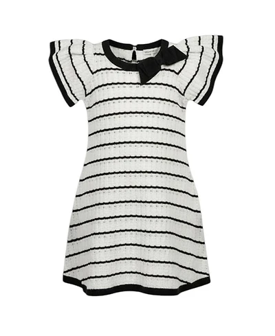 Hope & Henry Little Girls (6 - 12) Organic Bow Detail Pointelle Sweater Dress
