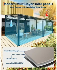 12x20 Ft Wall Mounted Hardtop Gazebo, Aluminum Lean To Pergola with 6mm Polycarbonate Roof, Uv Resistant Outdoor Patio Shelter for Backyard Deck
