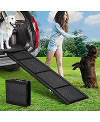 63 in Dog Ramp for Car Suv Truck, Foldable Non-Slip Aluminum Frame Pet Ramp for Large Dogs
