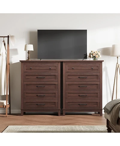 Set of 2 5-Drawer Storage Cabinets