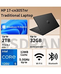 Hp Essential 17.3" Hd Laptop, Intel Core 5 120U, Intel Graphics, 16GB Ram, 512GB Ssd, Wi-Fi 6, Win11 Home, Black