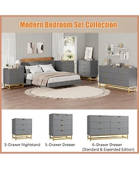 Dresser for Bedroom, 3 Drawer Dresser with Metal Legs, Wood Dressers Chest Organizer with Wide Storage, Modern Chest of Drawers for Bedroom, Hallway