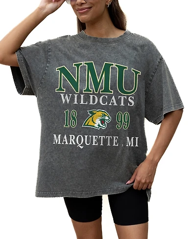 Gameday Couture Women's Gray Northern Michigan Wildcats Oversized Snow Wash T-Shirt