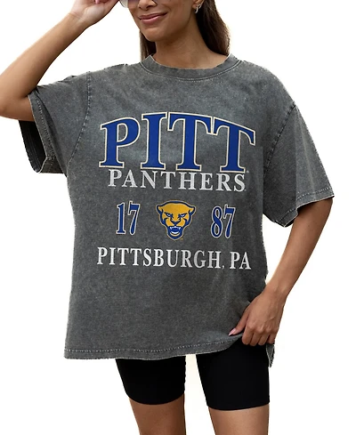 Gameday Couture Women's Gray Pitt Panthers Oversized Snow Wash T-Shirt