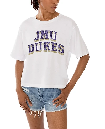 Gameday Couture Women's White James Madison Dukes Claim To Fame Boxy Cropped T-Shirt