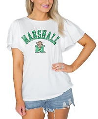 Gameday Couture Women's White Marshall Thundering Herd Arch Logo Flutter Sleeve Lightweight T-Shirt