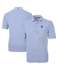 Cutter & Buck Men's Royal Duke Blue Devils Virtue Eco Pique Stripe DryTec Polo Shirt