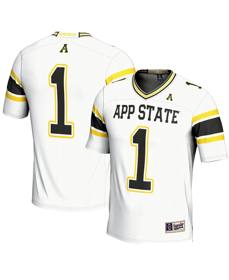Gameday Greats Men's 1 White Appalachian State Mountaineers Endzone Football Jersey