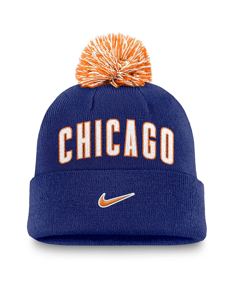 Nike Men's Royal Chicago Cubs Peak Cuffed Pom with Knit Hat