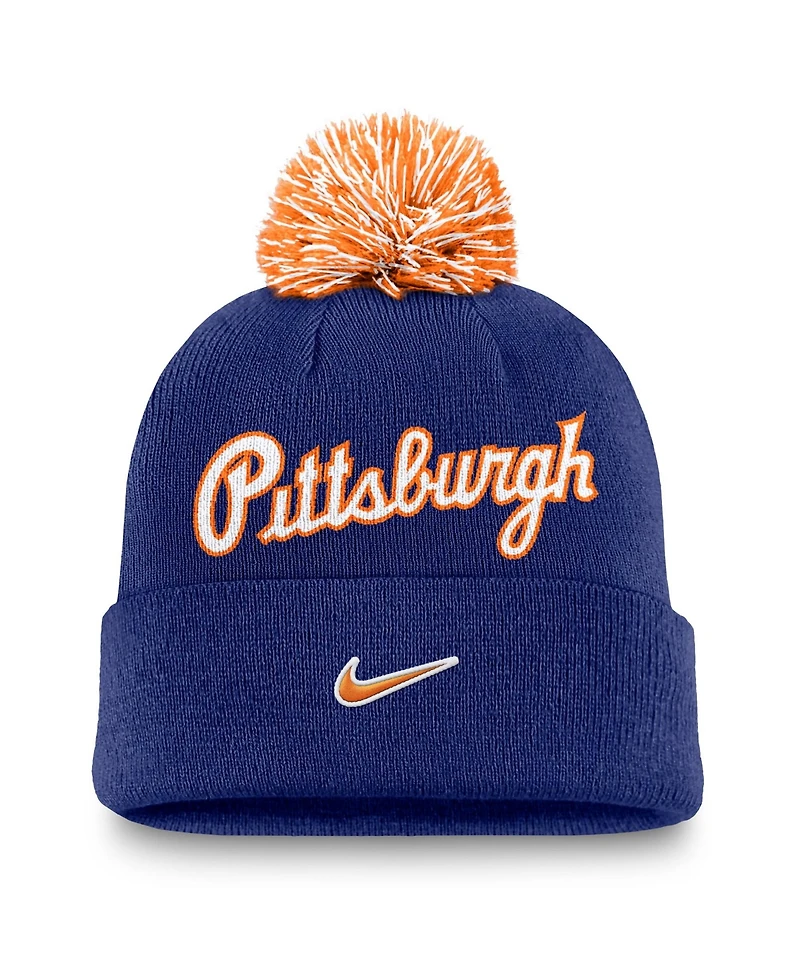Nike Men's Royal Pittsburgh Pirates Peak Cuffed Pom with Knit Hat