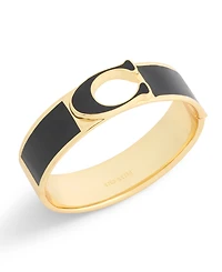 Coach Black Heritage Signature C Enamel Bangle Bracelet