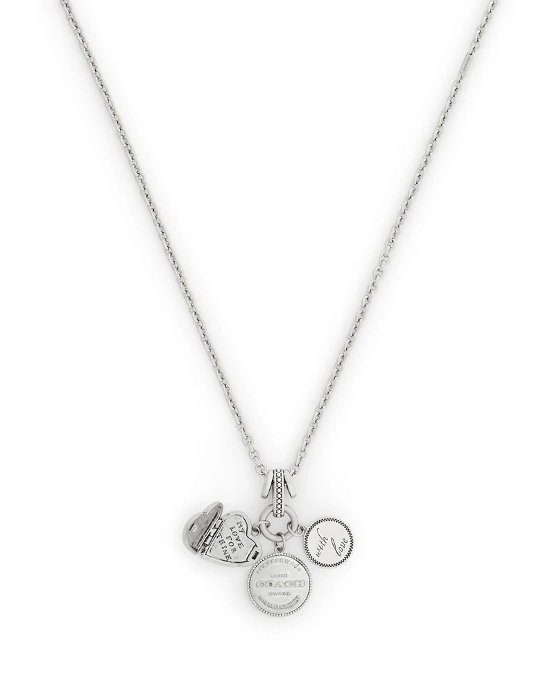 Coach Silver Heritage Charm Pendant Necklace