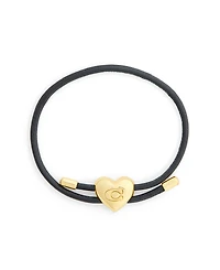 Coach Black Signature Heart Leather Bracelet